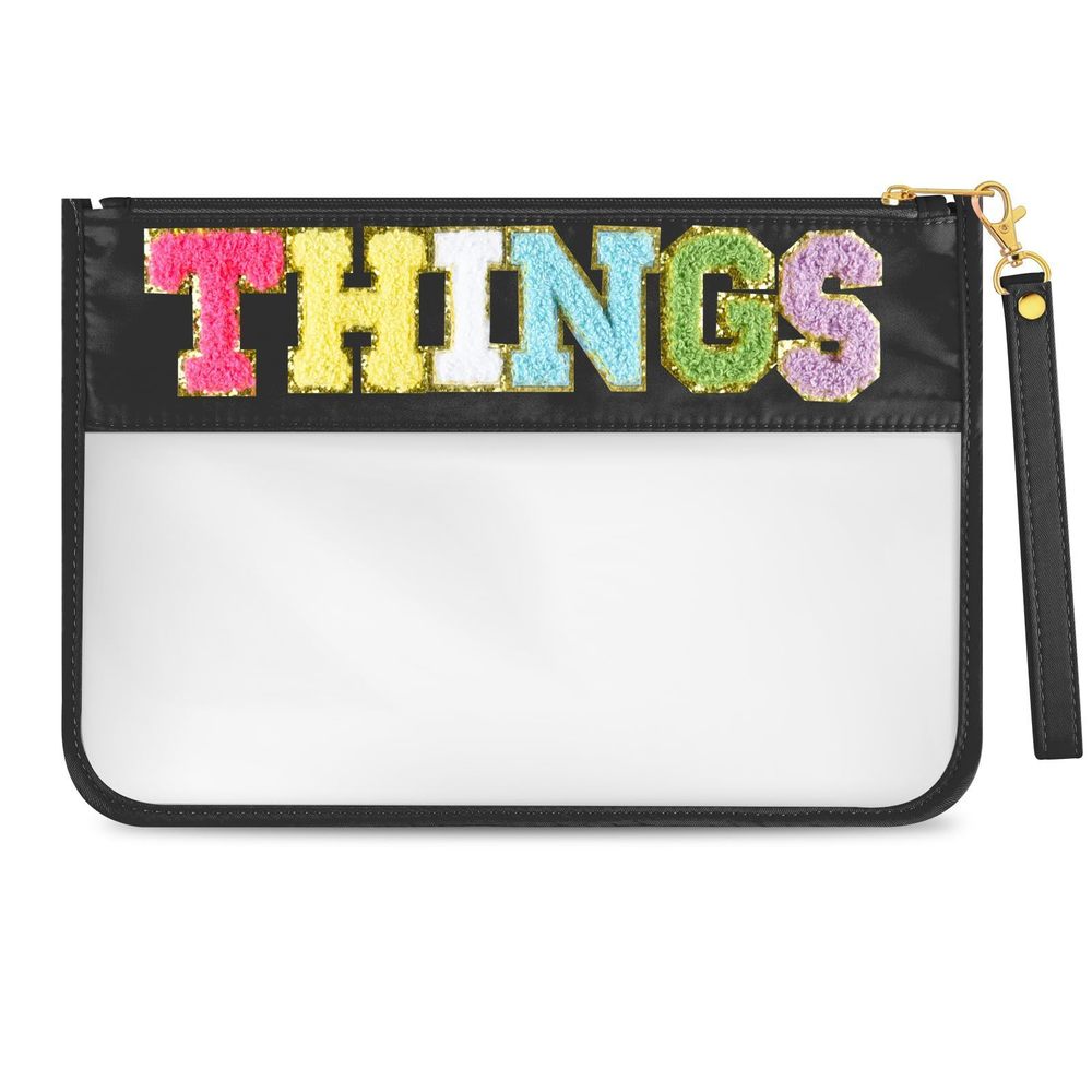 Chenille Letter Bag Cute Clear Zipper Stuff Pouch Portable Multi-purpose Pvc🥺